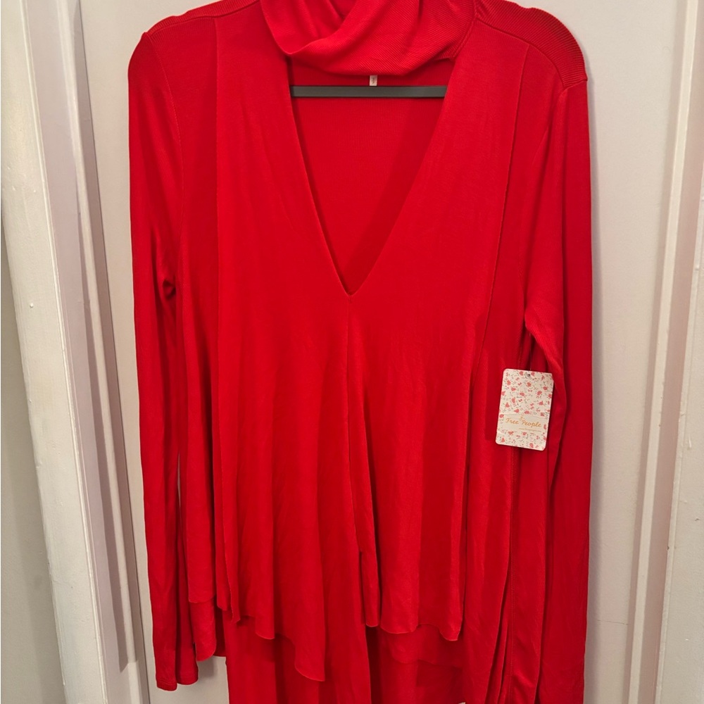 Free People Vibrant Red Tunic Top